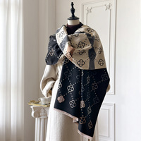Nouveau design 2026 – Écharpe Pashmina cachemire occidentale de marque, élégante, réversible, double face, chaude pour l'hiver, toucher cachemire, motif floral imprimé