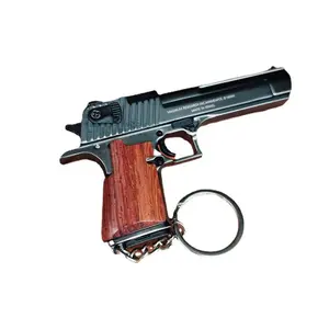 2023 TS 1:3 Desert Eagle Full Metal Gun Model Metal Keychain with Wooden Handle