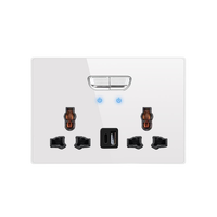 Interrupteur mural électrique universel gris UK 13A en verre trempé, minimaliste, avec prise USB Type-C, variateur de lumière pour ventilateur et lampe, 220-240V