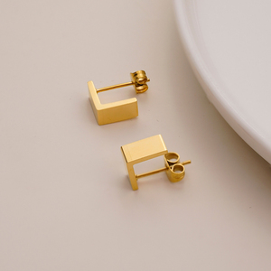 Pendientes de Botón en Forma de <span class=keywords><strong>Letra</strong></span> L, Geométricos, Vintage, de Acero Inoxidable Chapado en Oro de 18K, Resistentes al Agua, para Mujer, Joyería E251841 - Product Image 5