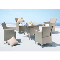 Ensemble de salle à manger d'extérieur moderne en rotin et aluminium, résistant à l'eau, avec coussins, 6 places, résistant aux UV, durable, pour jardin, salon, hôtel