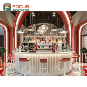 ชั้นวางสินค้ากาแฟระดับมืออาชีพ ผิวไม้โอ๊ควีเนียร์ สำหรับบริการบาริสต้า ชั้นวางโชว์สินค้าคาเฟ่ - Product Image 4