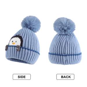 Chapeau <span class=keywords><strong>en</strong></span> tricot pour bébés d'hiver, chapeau pour bébé et tout-petit, chapeau d'hiver chaud avec pompon et cache-oreilles, ensemble <span class=keywords><strong>écharpe</strong></span> pour garçons et filles de 1 à 3 ans - Product Image 2