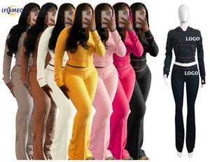 2025 en çok satan özel Logo eşofman salonu güz kış <span class=keywords><strong>2</strong></span> parça Hoodie Sweatpants Sweatsuits kadınlar Waffle örgü Set giysi - Product Image 1