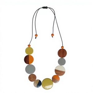Resin & Wood <b>Statement</b> <b>Necklace</b> Colorful Handmade Striped Best Beads For Party Wear Cute Unisex Trendy Jewelry Gifts Woman - Product Image 4