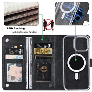 Custodia a Portafoglio con Fibbia Laterale in PU Effetto Pelle, Guscio Interno Magnetico Separabile, Anti-Skimming, Multi-Scomparto per Carte, Antiurto per <span class=keywords><strong>iPhone</strong></span> 17PM - Product Image 2