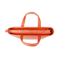 Sac fourre-tout en cuir végétalien personnalisé tendance de la mode pour femmes, sacs à main de luxe orange à motif géométrique pour femmes