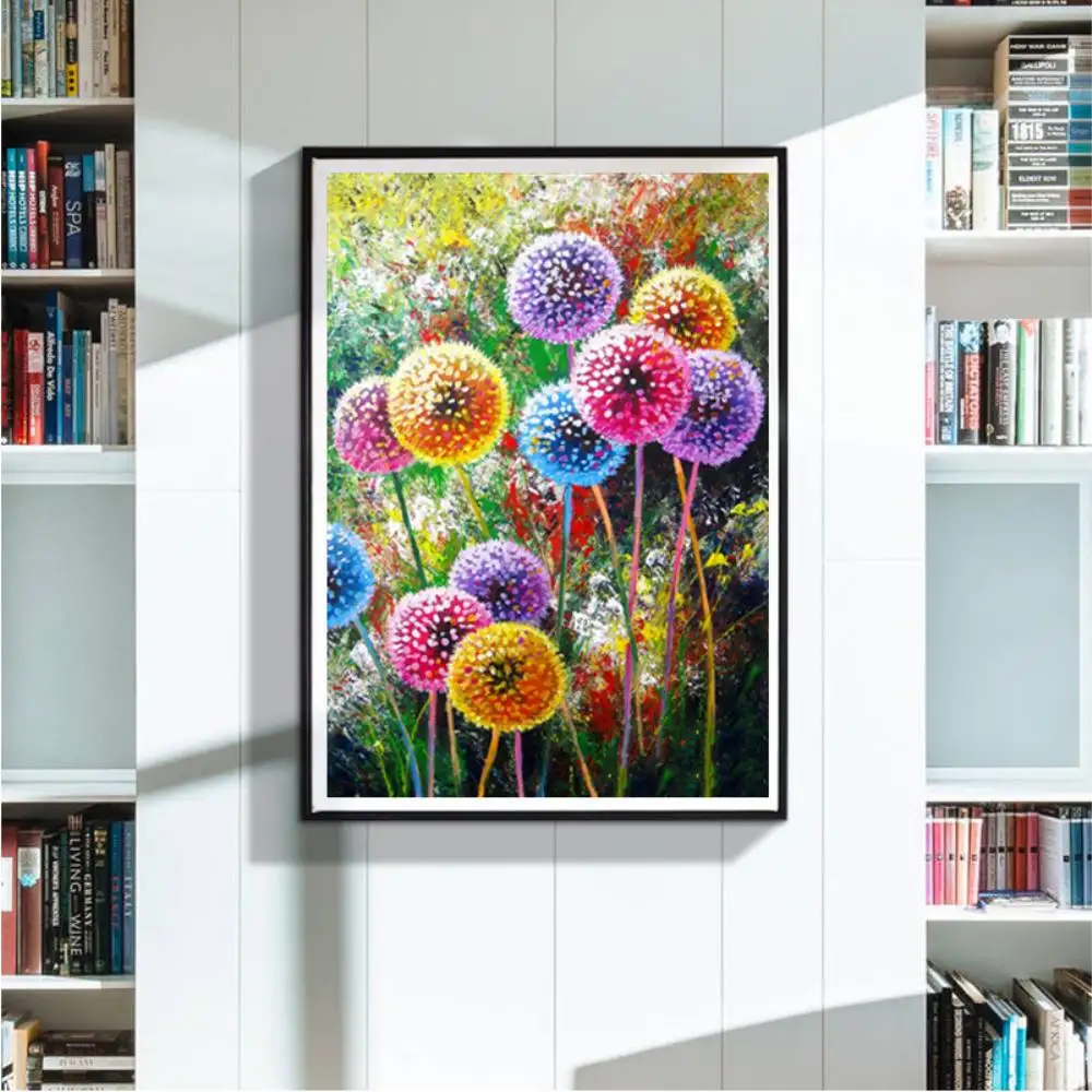 Wholesale 5d full drill Diamond Painting Colorful Dandelions Picture Resin Diamond Embroidery Handicrafts Wall Art Decor