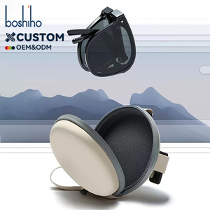 Étui rigide rond en EVA pour lunettes de soleil, personnalisable avec logo, antichoc, portable, avec fermeture éclair, pour lunettes pliables, vente en gros - Product Image 4