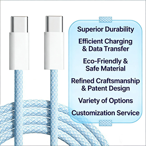 כבל טעינה מהירה PD 60W עמיד מסוג USB C ל-C בצבעים שונים עם ציפוי צמה באורך 1 מטר ו-2 מטר, בעל עמידות בפני נדנוד של 8000 ומערכת בדיקת חוזק, עם ליבת נחושת טהורה, לטלפונים מסוג Type-C - Product Image 2