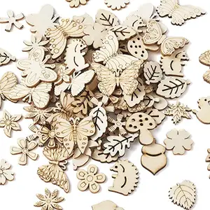 Wooden Embellishments Flower Butterfly Shape Wooden laser cut Cutouts craft wood shapes