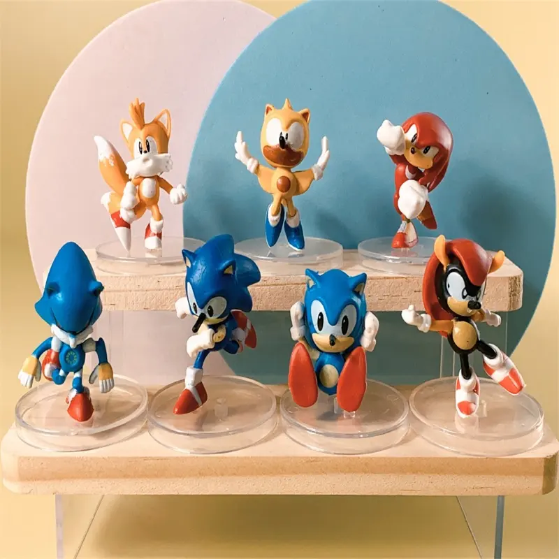 DL3402 6ピース/セット3DPVC日本のゲームキャラクターアクションフィギュアSONICケーキデコレーション/誕生日の友達への収集可能なギフト