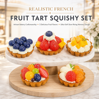 Mainan Squishy Tart Buah Mini, Hadiah Fidget Dessert Realistis untuk Anak-anak dan Dewasa, Tema Toko Roti, Display Retail, Grosir