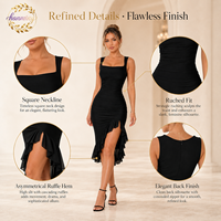 Robe bandeau sexy pour femme, avec un décolleté carré et une fente latérale avec volants, confectionnée sur mesure par le fabricant de vêtements.