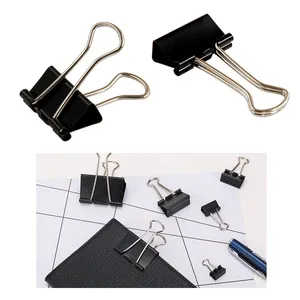 Black Binder Paper Clips for Office and Home Flat Metal Crafts Big Paper Clamps for Paper Organization