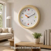 Horloge murale de style nordique en plastique silencieuse, design original, moderne, simple, personnalisée, crème, pour salon