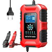 Chargeur automatique intelligent FOXSUR 12V 10A 24V 5A à 7 étapes pour batteries au plomb-acide, AGM, LiFePo4, lithium de moto et de voiture avec écran LCD