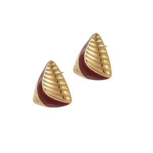 Pendientes de Acero Inoxidable 316L con Esmalte, Triángulo Geométrico, Chapado en Oro, Estilo Retro Minimalista para Mujer - Product Image 5
