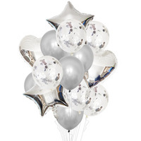 Ensemble de ballons or rose, décoration de fête d'anniversaire de mariage, film d'aluminium pentagramme d'amour