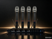Système de microphone sans fil Aidi UHF 4 canaux, micro sans fil professionnel à main en métal pour karaoké, scène, église, discours