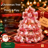Jouet Squishy Arbre de Noël à Paillettes, Jouet Anti-Stress à Presser pour Cadeau de Noël