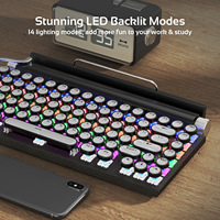 Clavier mécanique rétro en cuir noir, programmable, anti-ghosting, taille standard, rétroéclairage lumineux pour 14 modes d'éclairage
