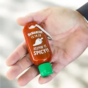 Botella de salsa recargable portátil de 50Ml con llavero con gancho para llavero para ketchup