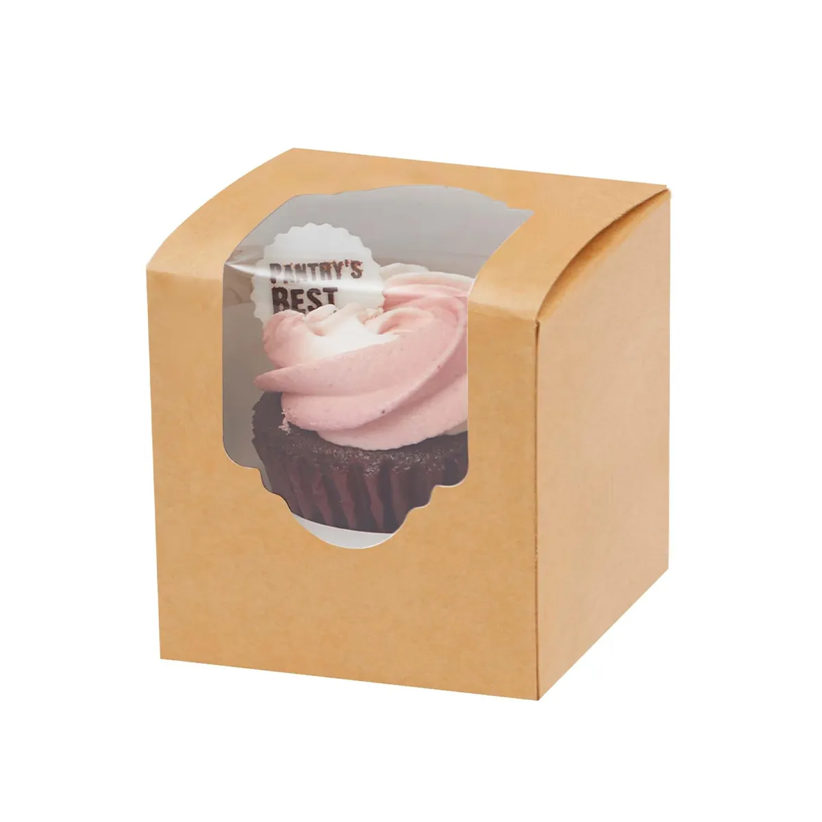 Papier brun recyclé personnalisé papier kraft mini boîte à cupcakes unique coffrets cadeaux pour biscuits cupcake pâtisseries cuites au four