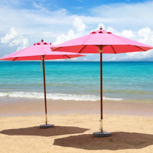 Оптовый высококачественный алюминиевый зонт-парасоль LS для пляжа и улицы с логотипом, розовый - Product Image 6