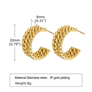 Fashion <b>Fine</b> Jewelry Gold Plated <b>Earrings</b> c Shape Rope <b>Stud</b> <b>Earrings</b> - Product Image 5