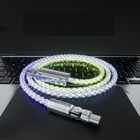 Cable de datos de codo giratorio transfronterizo para cable de carga tipo C 6A RGB Streamer 120W Cable de cargador súper rápido