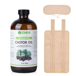 Private Label Customized Pure Castor Oil Cold Pressed Organic Castor Oil with Castor Oil Cotton Pack Wrap