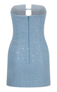 Robe courte en jean décontractée de la collection <span class=keywords><strong>Charlotte</strong></span>, ornements, taille naturelle, motif uni, <span class=keywords><strong>tissu</strong></span> en laine peignée lavable disponible - Product Image 3