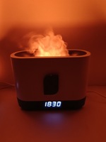 Humidificateur à bruit blanc et flamme avec veilleuse LED RGB, haut-parleur en plastique, horloge et alarme pour utilisation au chevet du bébé