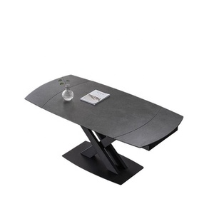 Bàn ăn màu trắng với đá thiêu kết hàng đầu kích thước lớn kéo ra bàn ăn mở rộng - Product Image 4