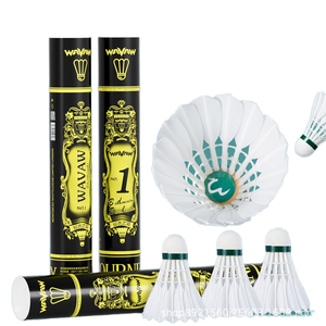 Wavaw 반격 No. 1 전문 배드민턴 셔틀콕 12 팩 야외 용 저항 킹 거위 깃털 방풍 - Product Image 1