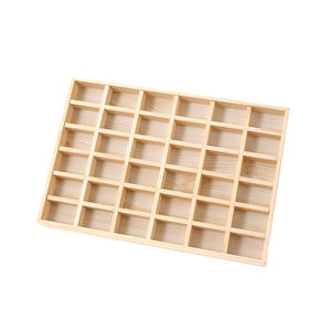 D5256 Plateaux en bois naturel pour <span class=keywords><strong>tiroirs</strong></span>, commodes, présentoirs de magasin, 24 à 36 compartiments, plateau à bijoux empilable et organisateur - Product Image 5