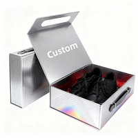 Boîte cadeau pliable de luxe à rabat magnétique rigide et plate avec poignée et ruban, boîtes cadeaux avec logo personnalisé