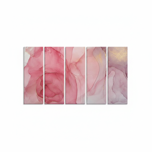 Arte impreso en lienzo con tinta rosa y dorada, decoración de pared elegante en acuarela, juego de 5 lienzos - Product Image 2