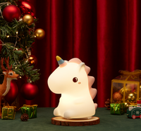 Großhandel Niedliches Einhorn LED Warmweißes Batteriebetriebenes USB-Aufladbares Silikon-Nachtlicht für Kinder Baby Schlafzimmer