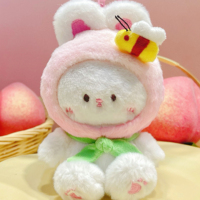 Set Gantungan Kunci Boneka Plush Seri Peach Kawaii Trendi, Boneka Magnetik Interaktif yang Dapat Diregangkan dengan Fungsi Dompet Koin, Tas Lucu, Hadiah Terbaik