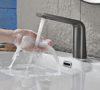 Robinet moderne à induction automatique monotrou, robinet intelligent en céramique, capteur infrarouge, poignée unique, design en laiton, pour salles de bains publiques