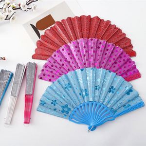 7-Inch Gold Foil Folding Fan Easy to Open and Close Painted Bamboo with Hanfu Clothing for New Year Halloween Girlish <b>Gift</b> - Product Image 1