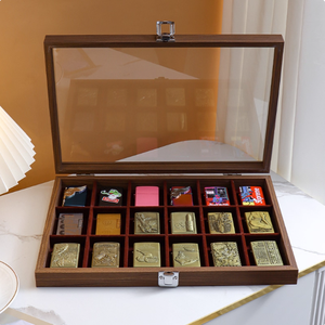 Noce in legno rettangolo di legno più leggero Display e scatola regalo 18-posizione <span class=keywords><strong>Zippo</strong></span> <span class=keywords><strong>accendino</strong></span> collezione per Shisha - Product Image 3