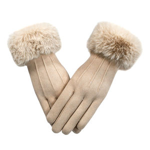 Factory Spot Wholesale Fashion Ladies Winter Warm <b>Gloves</b> Faux Rabbit Cuff <b>Gloves</b> Outdoor Warm <b>Women</b> <b>Gloves</b> Touch Screen - Product Image 4
