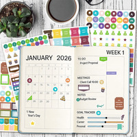 Autocollants personnalisés pour planificateur familial, autocollants pour budget familial, vente en gros OEM ODM pour planificateur, journal, scrapbooking, classeur