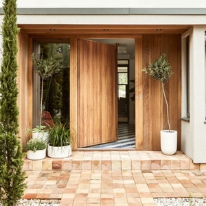 Villa Porte extérieure en bois Porte pivotante d'entrée avant en bois massif pour porte pivotante d'entrée de maison - Product Image 6