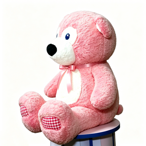 Customize <b>Pink</b> teddy <b>bear</b> plush, gingham paw stuffed <b>bear</b>, satin bow <b>bear</b> toy, cottagecore plush, girls <b>pink</b> <b>bear</b> gift - Product Image 5