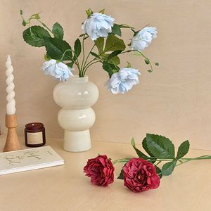 Fleurs de pivoine artificielles Yasunobu en soie, branche à 2 têtes, rose foncé, blanc, champagne, rouge, bleu, décoration de mariage et de maison - Product Image 3