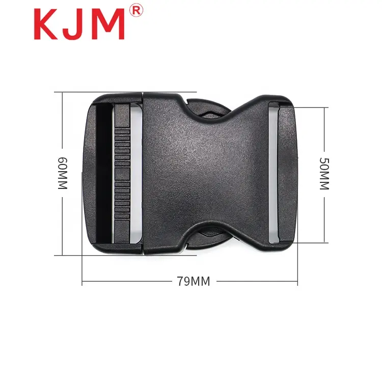 Kustom logo pom plastik hitam 38mm 50mm tugas berat sisi rilis gesper untuk tas aksesoris/tali
